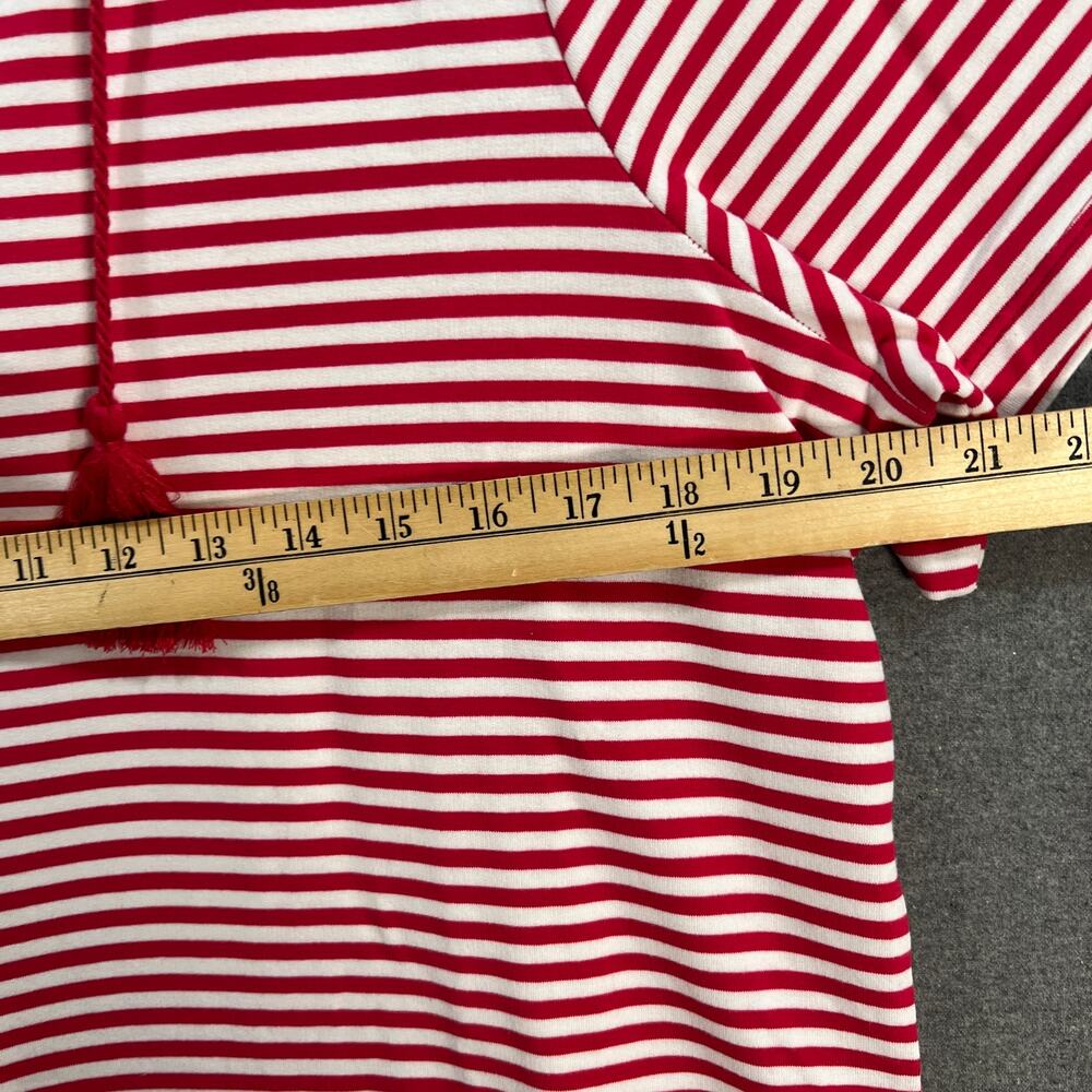 Denim & Co. Beach French Terry Hooded Cover-Up with Pockets Red Size Large - Picture 6 of 11